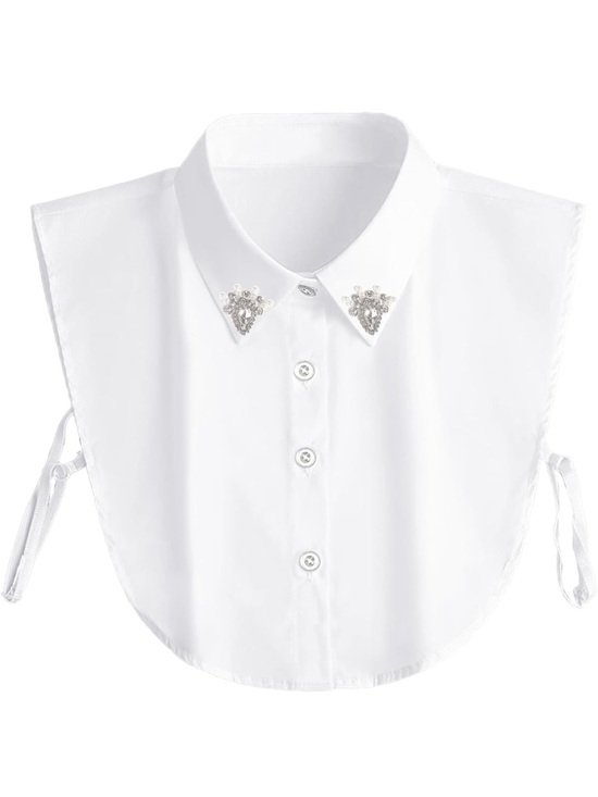 Tops - Handcrafted Faux Diamond and Pearl Fake Collar Shirt